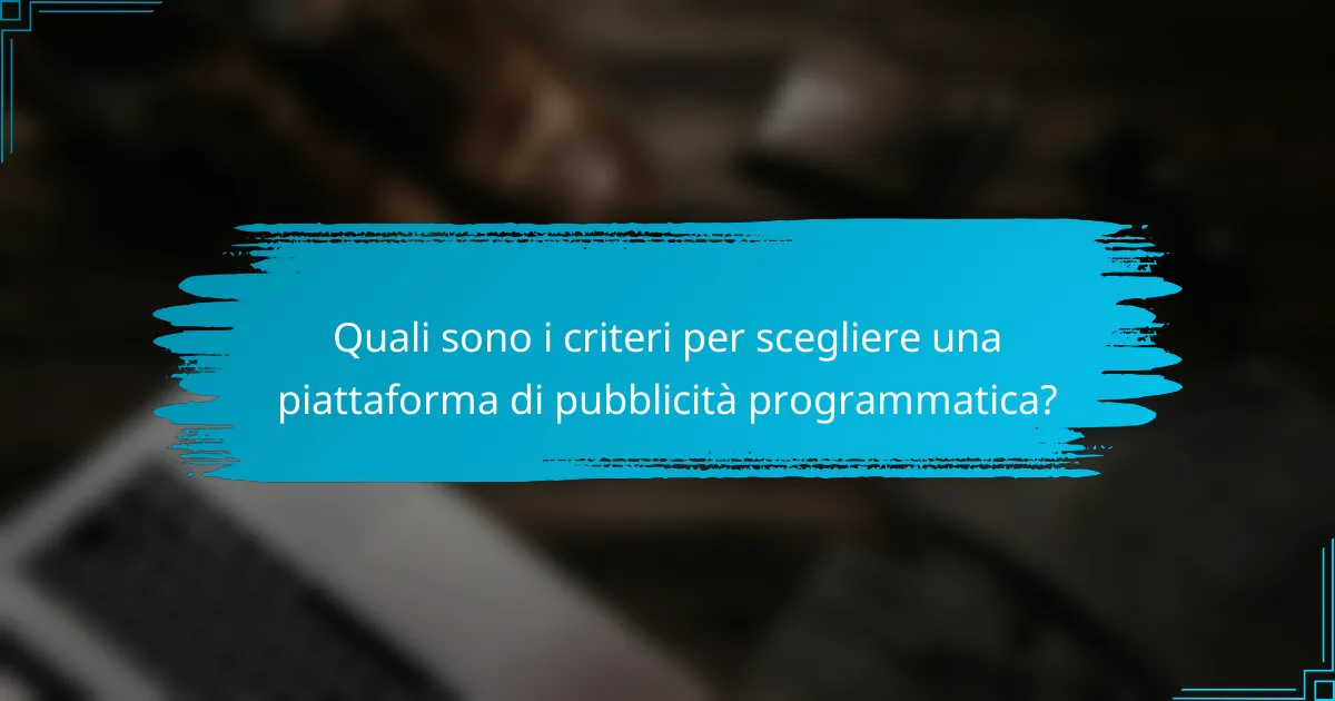 Quali sono i criteri per scegliere una piattaforma di pubblicità programmatica?