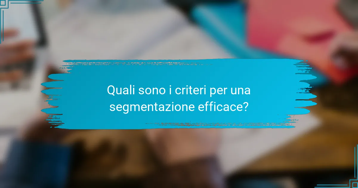 Quali sono i criteri per una segmentazione efficace?
